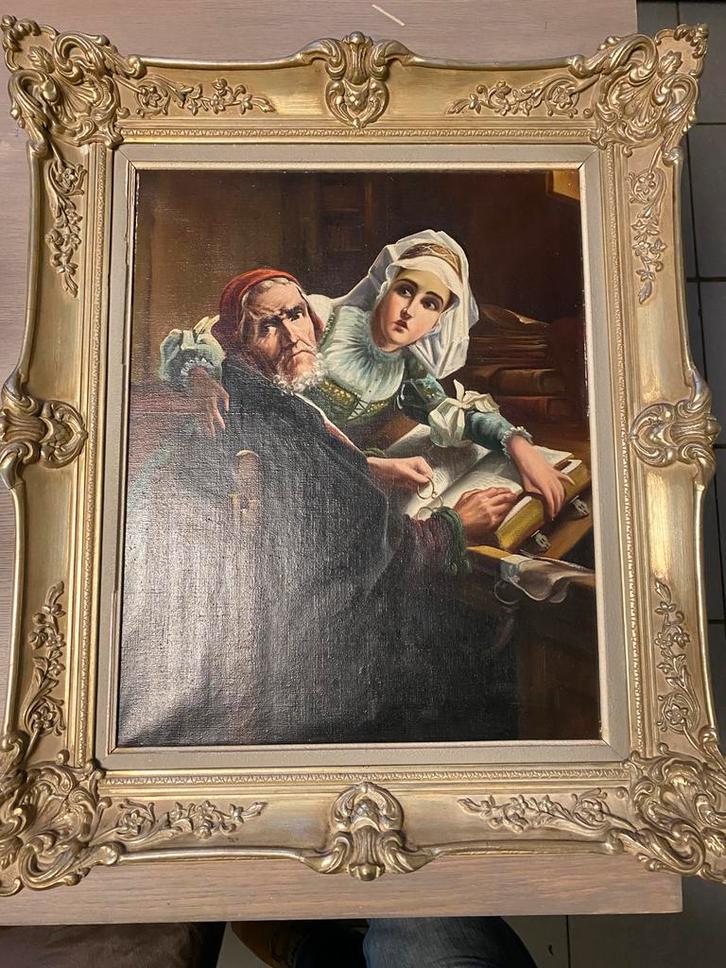 Verboden lectuur werk naar de kunstenaar Karel Ooms, Antiek en Kunst, Kunst | Schilderijen | Klassiek, Ophalen