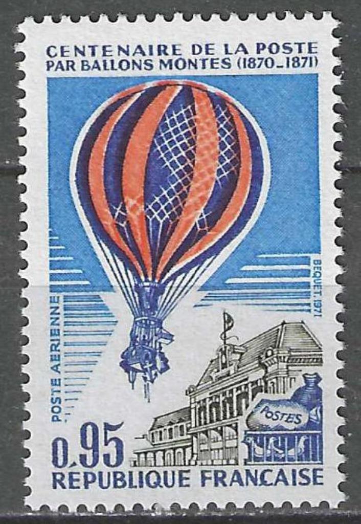 Frankrijk 1971 - Yvert 45PA - Postvervoer per ballon (PF), Postzegels en Munten, Postzegels | Europa | Frankrijk, Postfris, Verzenden