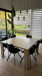 Vierkante houten eettafel voor 6 max 8 personen, Huis en Inrichting, Tafels | Eettafels, Gebruikt, Ophalen