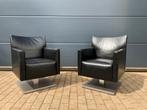 2x zwart lederen Jori Kubolo bijzet zeteltjes ZGAN!!, Ophalen of Verzenden, Leolux durlet rolf benz relax natuzzi xooon stressless himolla