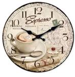 Ronde wandklok van hout analoge Espresso (25cm), Ophalen of Verzenden, Nieuw, Wandklok