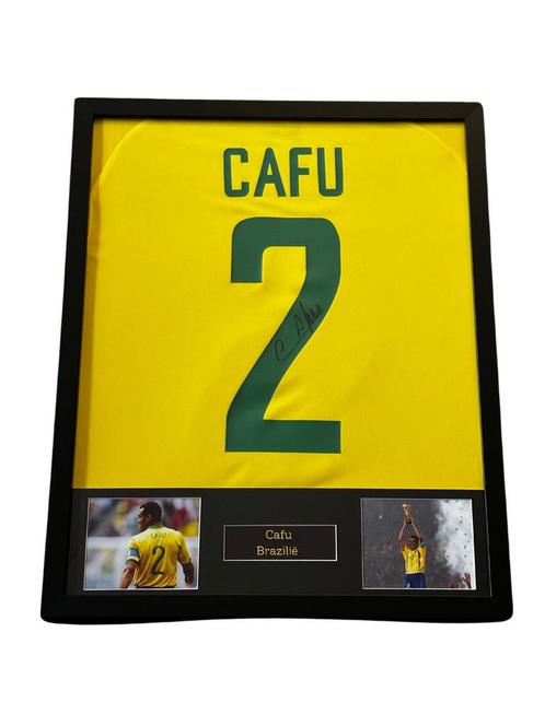 Cafu gesigneerd Brazilië WK 2002 thuisshirt, Verzamelen, Sportartikelen en Voetbal, Zo goed als nieuw, Shirt, Verzenden