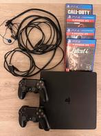 PS4 Slim 1To + 2 manettes + 4 jeux, Comme neuf, Enlèvement, 1 TB, Avec jeux