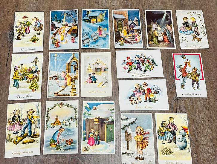 Lot 20 1950s Nieuwjaarskaarten – Kinderen & Winter, Diversen, Wenskaarten, Nieuw, Ophalen of Verzenden
