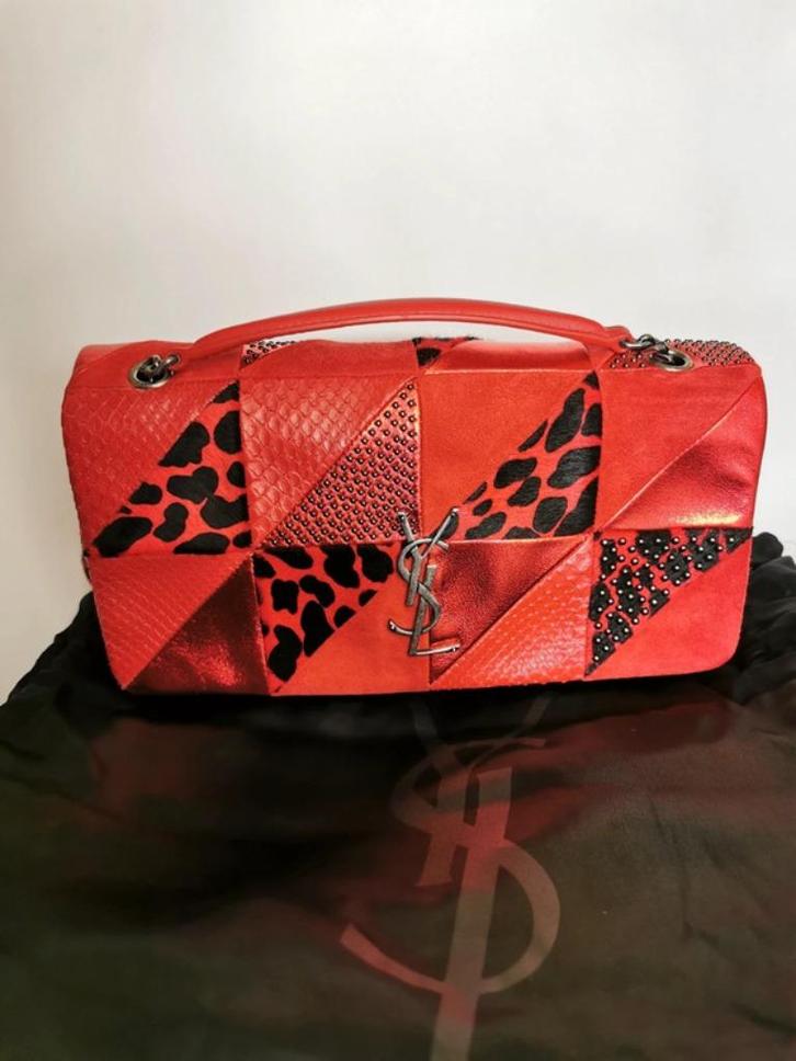 Nieuwe Saint Laurent Jamie handtas in rood / zwart, Handtassen en Accessoires, Tassen | Damestassen, Nieuw, Handtas, Rood, Verzenden