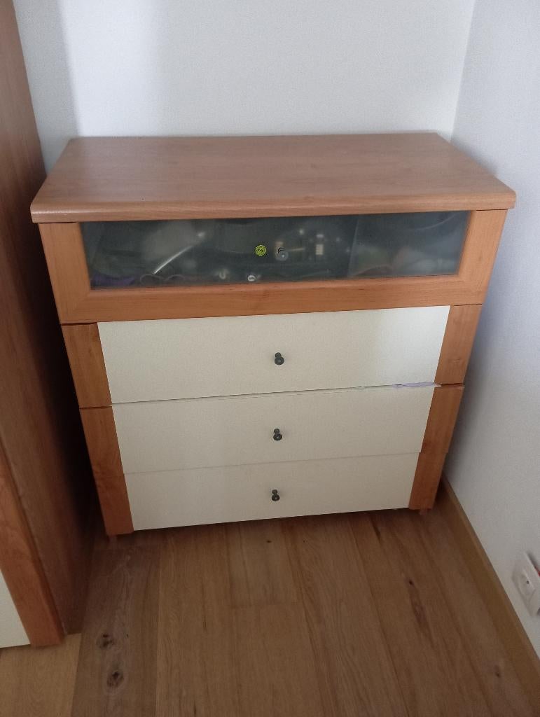 Chambre lit -  tables de nuit - 1 commode et 1 dressing, Maison & Meubles, Enlèvement, Comme neuf, Deux personnes, Moderne