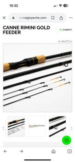 Feeder canne Rimini gold feeder 3.2m 20/50gr +moulinet, Sports nautiques & Bateaux, Enlèvement ou Envoi, Comme neuf