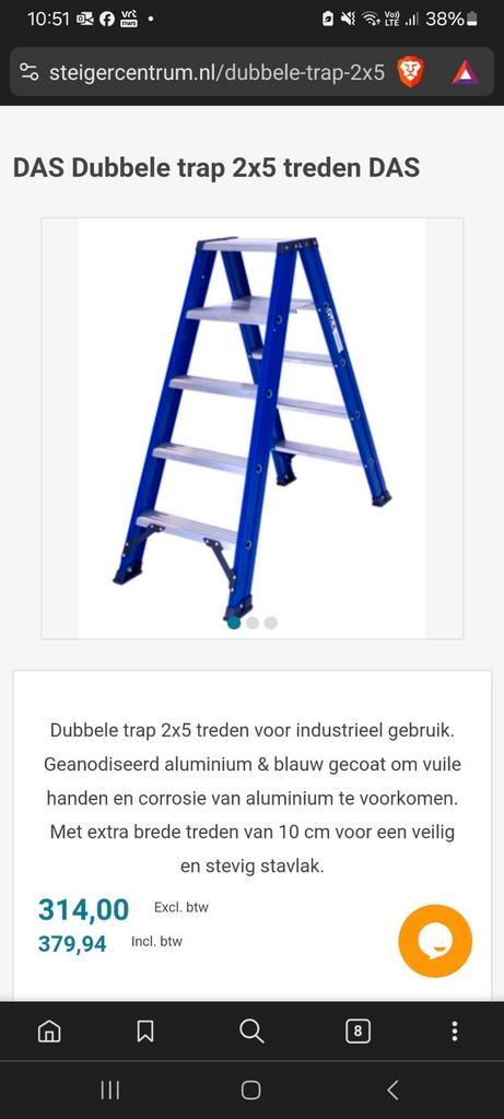 Das dubbele trap 2 x 5 trapladder professioneel, Doe-het-zelf en Bouw, Ladders en Trappen, Zo goed als nieuw, Trap, Ophalen