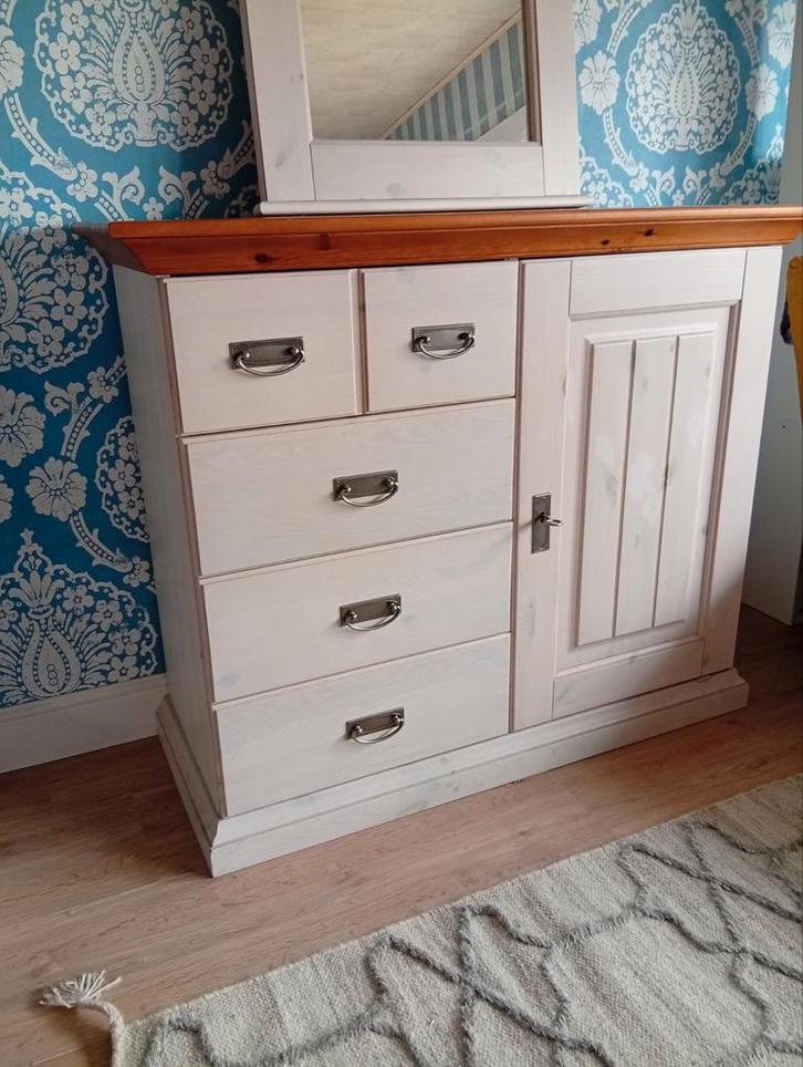 commode met bijbehorende spiegel, Huis en Inrichting, Kasten | Ladekasten, Gebruikt, Minder dan 100 cm, 100 tot 150 cm, 25 tot 50 cm