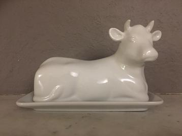 beurrier de vache rétro en porcelaine