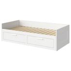 Brimnes uitschuifbed met lades & matrassen, Huis en Inrichting, Slaapkamer | Bedden, Ophalen, Overige materialen, Wit, Tweepersoons