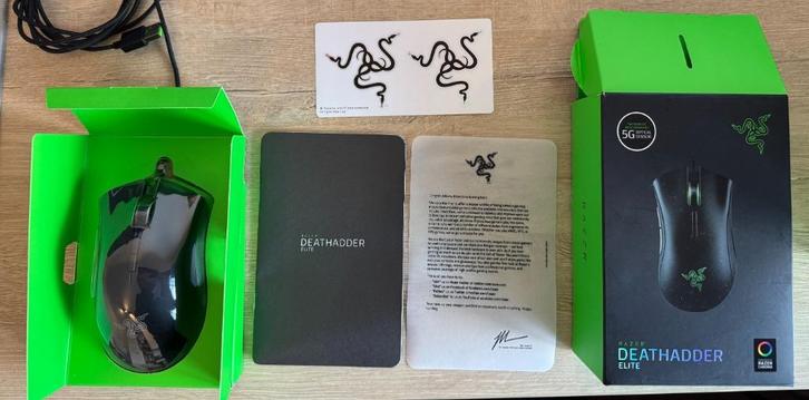 Razer DeathAdder Elite Gaming Muis Zwart, Computers en Software, Muizen, Gebruikt, Muis, Rechtshandig, Bedraad, Ergonomisch, Gaming muis