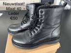 Nieuwstaat! Lederen boots amper 2 x gedragen maat 40, Zwart, Ophalen of Verzenden, Zo goed als nieuw, Lage of Enkellaarzen