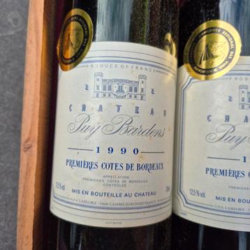 Doos van 6 flessen - Château Puy Bardens 1990, Verzamelen, Wijnen, Ophalen of Verzenden, Zo goed als nieuw