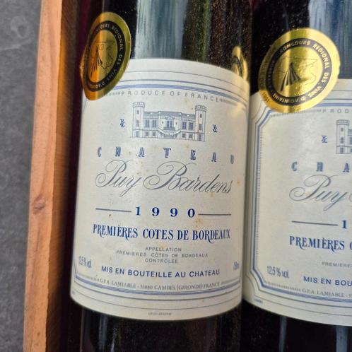 Doos van 6 flessen - Château Puy Bardens 1990, Verzamelen, Wijnen, Zo goed als nieuw, Ophalen of Verzenden