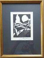 JORIS MINNE / BRABANTS LANDSCHAP / HOUTSNEDE / 43x33cm KADER, Ophalen of Verzenden
