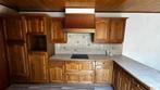 Houten keuken met fornuis en vaatwasser, Huis en Inrichting, Ophalen, Gebruikt, Bruin, Graniet of Steen