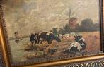 Antiek schilderij landschap koeien / gesigneerd, Enlèvement