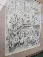 G. Langie; potloodtekening: theater voor schone kunstmakerij, Antiek en Kunst, Kunst | Tekeningen en Fotografie, Ophalen