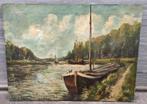 Huile sur toile canal willebroeck signe Hubert OP de beeck, Antiek en Kunst, Ophalen of Verzenden