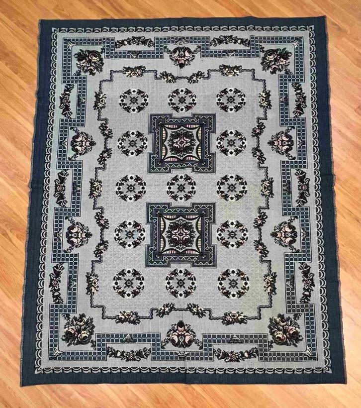 Vintage tafelkleed bloemmotief 175/140, Huis en Inrichting, Keuken | Textiel, Gebruikt, Blauw, Ophalen of Verzenden