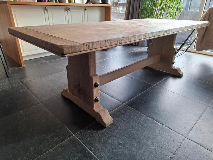 Gezandstraalde vol eiken eetkamertafel + extra behandeling., Huis en Inrichting, Tafels | Salontafels, Zo goed als nieuw, Ophalen
