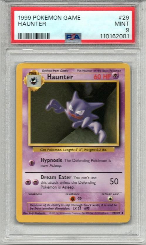 Haunter Psa 9 Base set unlimited, Hobby en Vrije tijd, Verzamelkaartspellen | Pokémon, Zo goed als nieuw, Ophalen of Verzenden