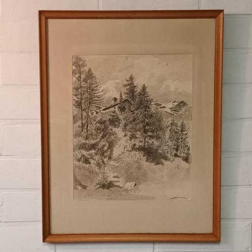 Juliaan Severin (1888-1975) - aquarel - Bergchalet, Antiek en Kunst, Kunst | Schilderijen | Klassiek, Ophalen