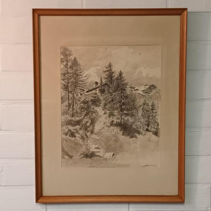 Juliaan Severin (1888-1975) - aquarel - Bergchalet, Antiek en Kunst, Kunst | Schilderijen | Klassiek, Ophalen