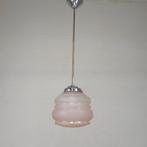 Art Deco hanglamp met roze glazen kap, jaren 30, Verzenden
