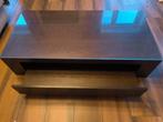 Table basse en bois wenge avec tiroir et vitre en verre, Ophalen, Zo goed als nieuw