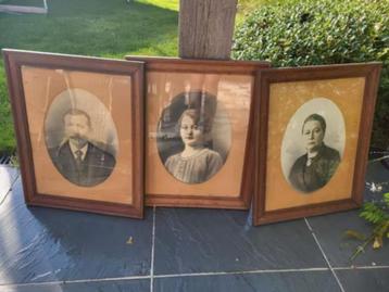 3 ingekaderde Antieke portretfoto's beschikbaar voor biedingen