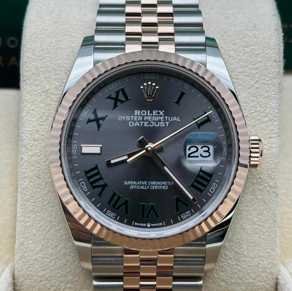 Rolex Date Just Wimbeldon roségoud, Handtassen en Accessoires, Horloges | Heren, Rolex, Polshorloge, Nieuw, Ophalen of Verzenden