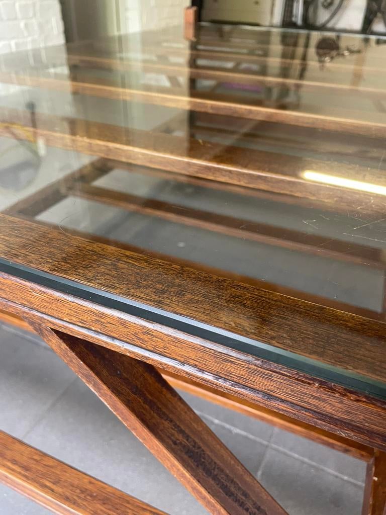 Table basse en bois et verre, Maison & Meubles, 100 à 150 cm, Moins de 50 cm, Carré, Enlèvement