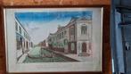 Antieke Vue d’Optique – "Canal des Etrangers à Leyde" – 18e, Antiek en Kunst, Ophalen