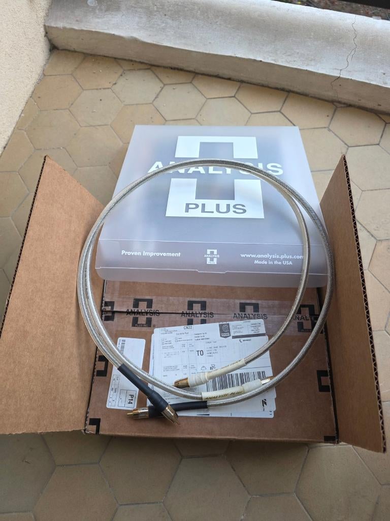 Câbles RCA Analysis plus silver Oval 2X1m, TV, Hi-fi & Vidéo, Enlèvement ou Envoi, Utilisé, Moins de 2 mètres, Câble Interlink