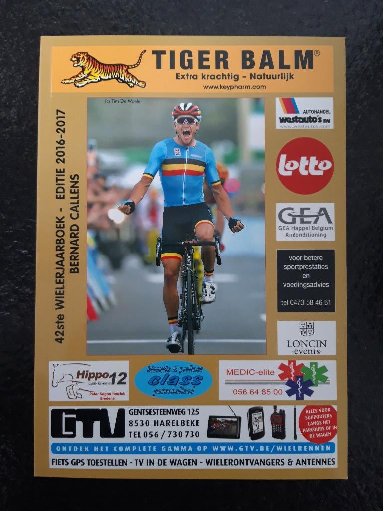 Wielerjaarboek 2016-2017 (cover Greg Van Avermaet), Verzenden, Nieuw, Lopen en Fietsen, Bernard Callens