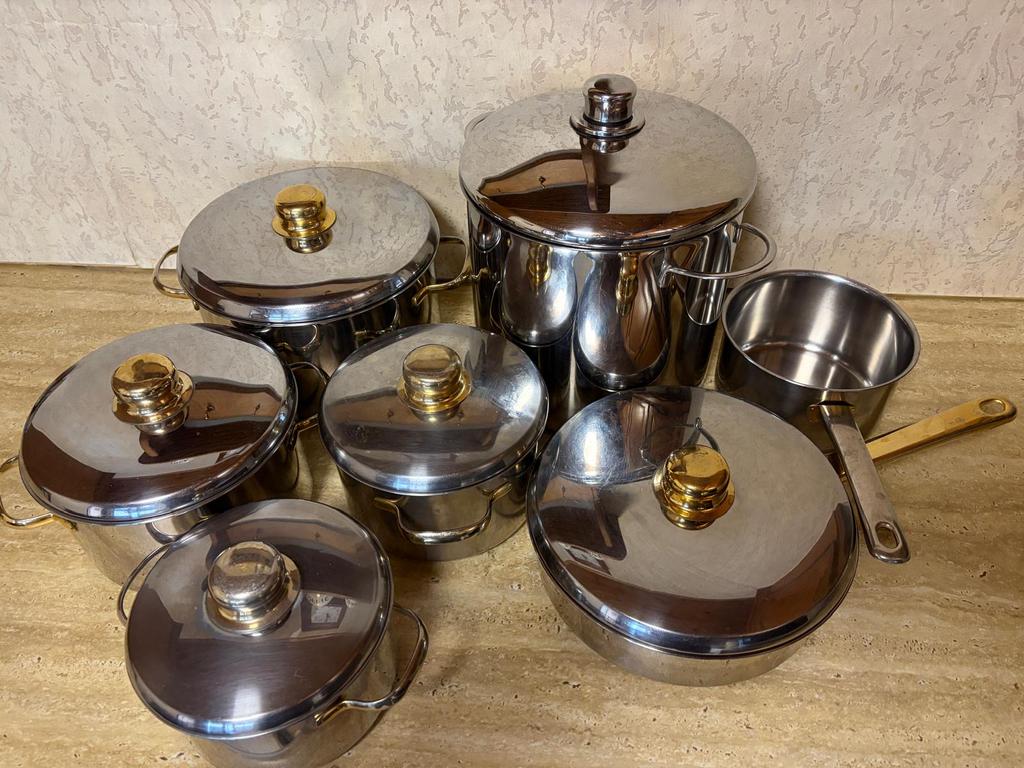 Serie kookpotten, Huis en Inrichting, Keuken | Potten en Pannen, Ophalen, Inox, Gebruikt, Keramische plaat