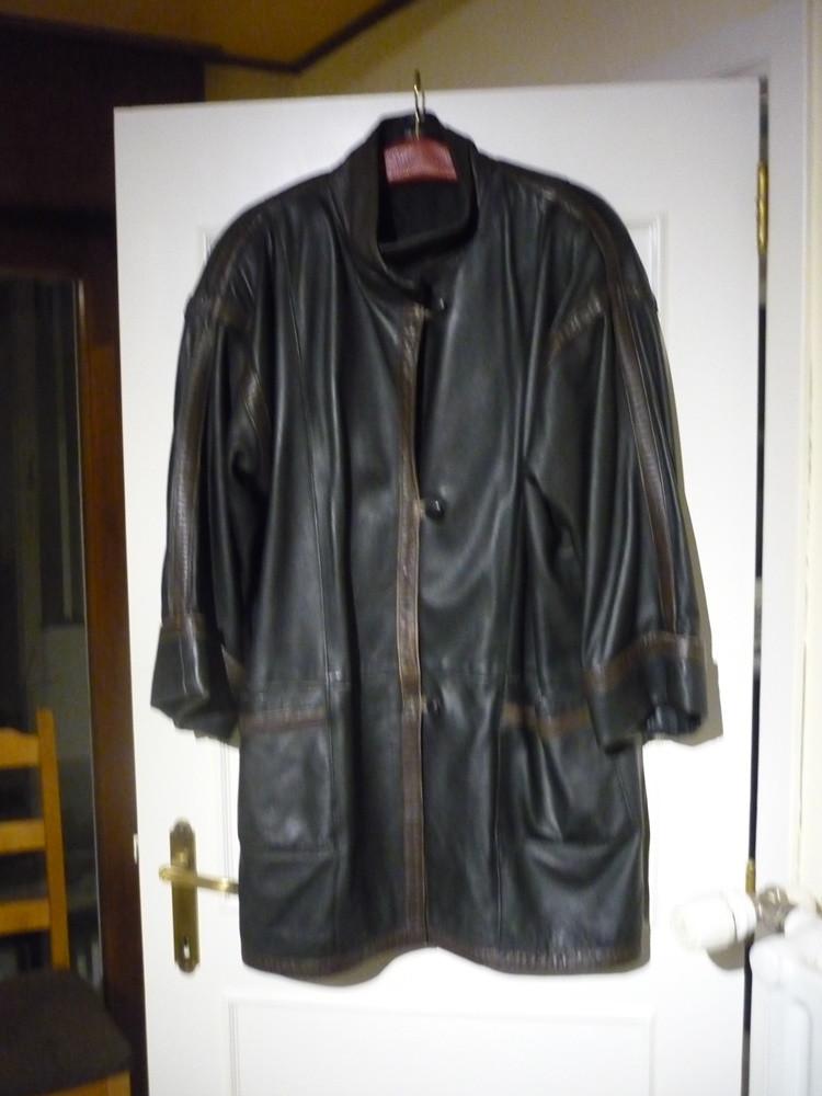 Echte lange lederen jas bruin, Ophalen, Zo goed als nieuw, Maat 46/48 (XL) of groter, Bruin