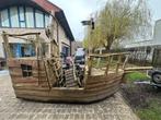 Houten boot speeltoestel buiten, Ophalen, Gebruikt, Klimwand