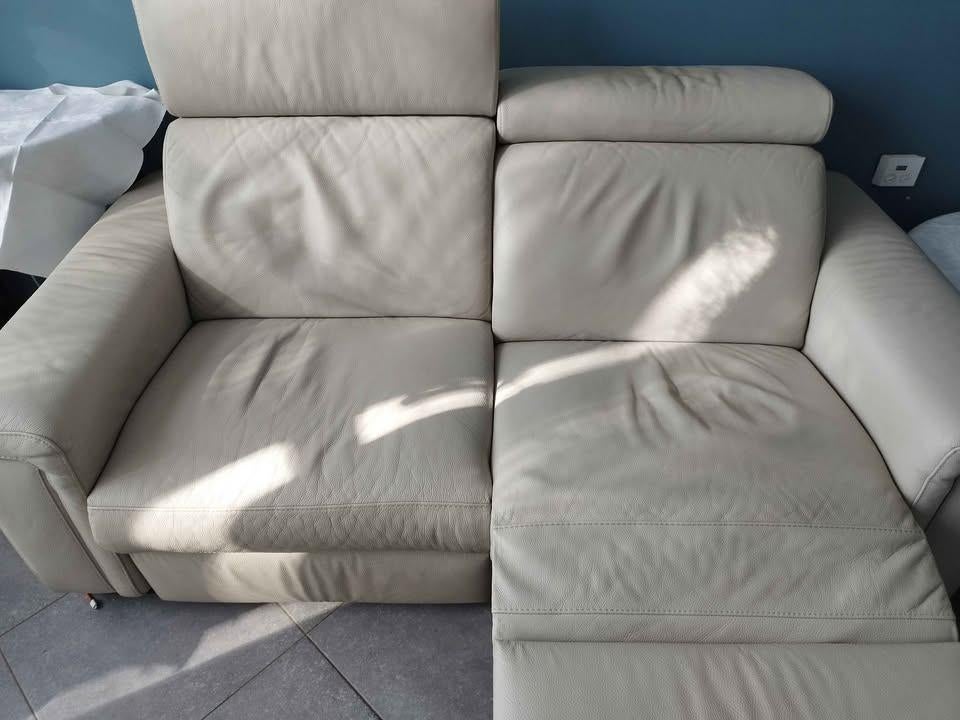 canapés en cuir gris clair, Ophalen, Gebruikt, 150 tot 200 cm, Tweepersoons