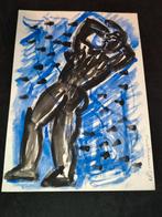 Luc Martinsen ( Oostende)- geverfd op papier 1987, Ophalen of Verzenden