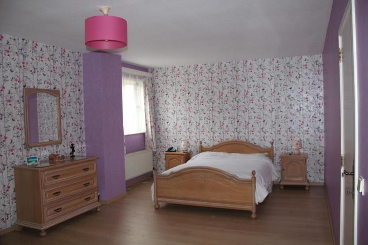 Slaapkamer in gekalkt eikenhout, Huis en Inrichting, Slaapkamer | Complete slaapkamers, Gebruikt, Tweepersoons, Ophalen