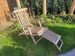 ligbed in teak voor tuin, Ophalen, Gebruikt, Teakhout, Inklapbaar