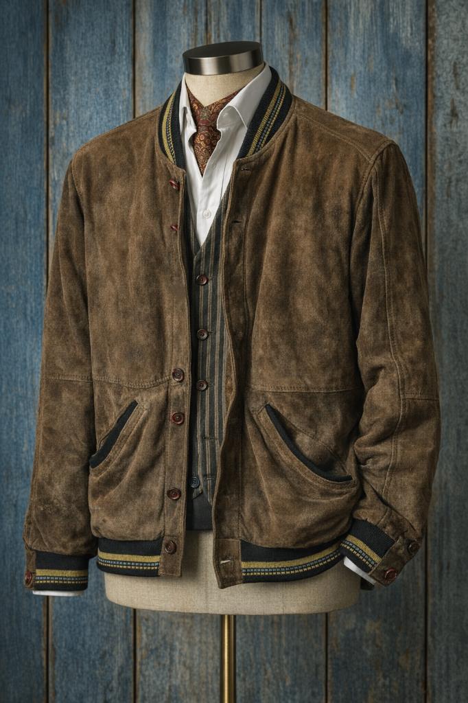 Vintage suède leren bomberjack – maat 54, Kleding | Heren, Jassen | Winter, Gedragen, Maat 52/54 (L), Overige kleuren, Ophalen of Verzenden