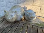 twee mooie dierenfiguren salamander en katjes in ceramiek, Tuin en Terras, Ophalen, Zo goed als nieuw