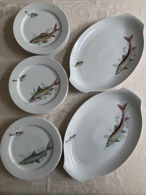Service poisson - 14 pièces, Maison & Meubles, Cuisine | Vaisselle, Comme neuf, Balance ou Balances, Porcelaine, Enlèvement