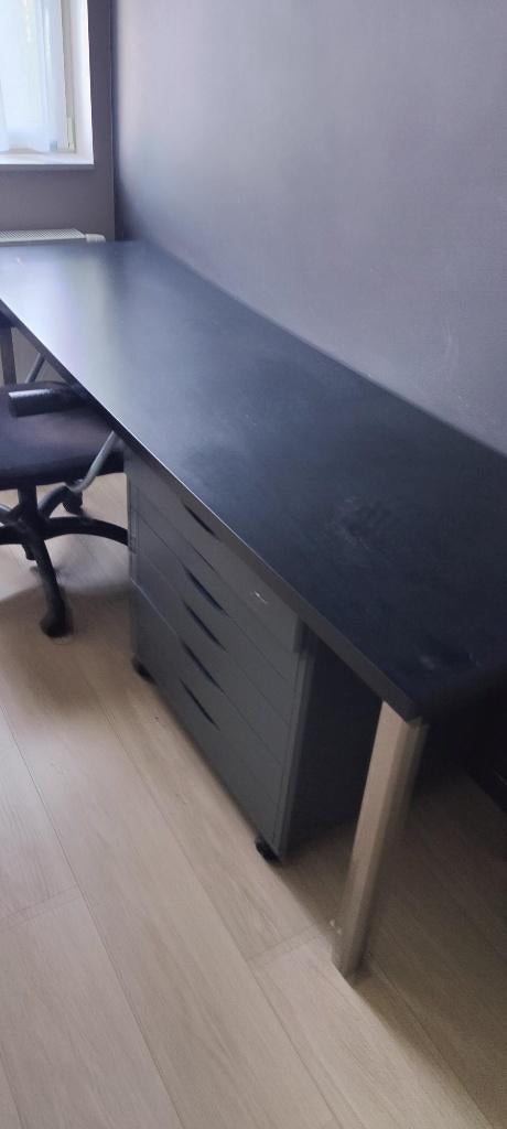 Bureau et chaise, Maison & Meubles, Bureaux, 50 cm, Enlèvement, Noir, Avec tiroirs