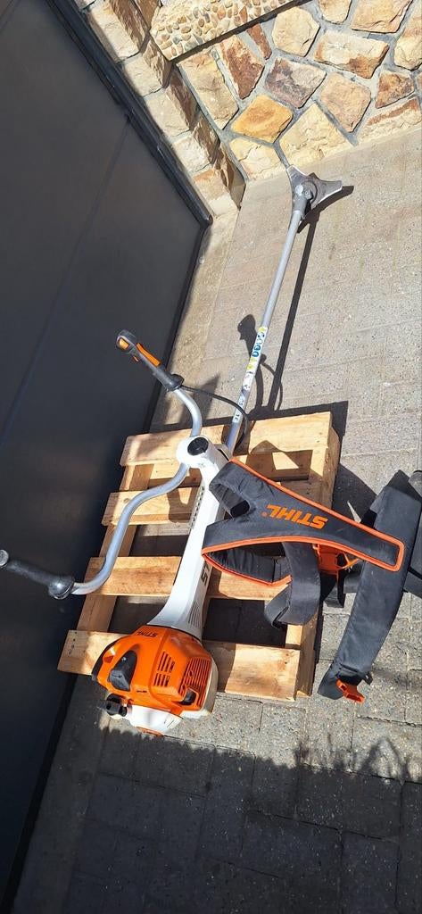 YUET Motorsengordel, oranje, universeel, comfort, dubbele schouderriem, grasmaaier, verstelbare accessoires, bretels voor tuintrimmer, trimmer, harnasje, schouderband
