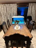 Table et 6 chaises en chêne., Enlèvement, Utilisé, Rustiek, 4 à 6 chaises